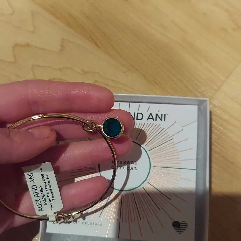 Alex and Ani Color Code May Birthstone Adjustable Wire Bangle - Picture 5 of 5